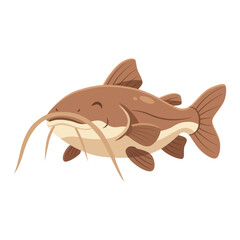 Cartoon Catfish Illustration Flat Illustration