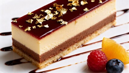 白背景の金箔付き高級デザートプレート