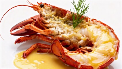 白背景の高級ロブスターファインダイニング料理