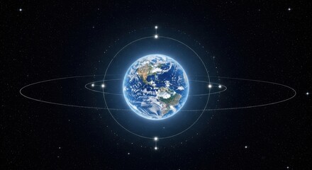 Obraz premium The earth from space with a glowing blue atmosphere and stars in background