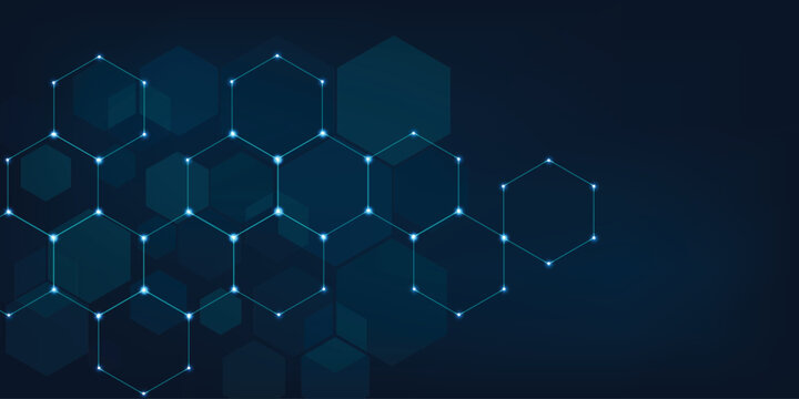 Hexagons pattern on dark blue background