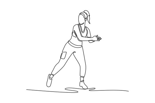 Zumba or dance aerobics. Fitness Activity concept. Single line draw design. Vector graphic illustration