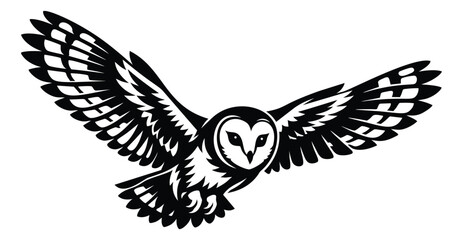 Obraz premium Stylized illustration of a barn owl depicting flight for various design projects