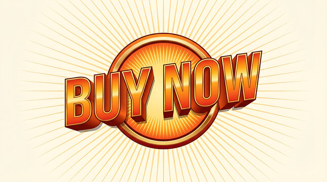 Vintage Style Buy Now Button with Sunburst Effect.