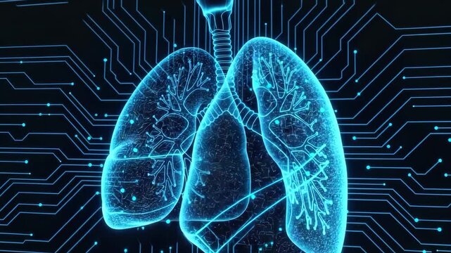 Digital Human Lungs Glowing With Circuit Board Pattern Overlaid On It In Dark Background Digital Health Future Of Medicine For Medical Research Articles Presentations
