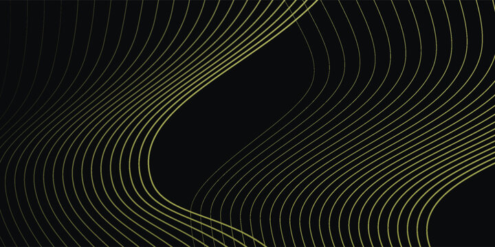 Black abstract backround with yellow curve line for backdrop or presentation