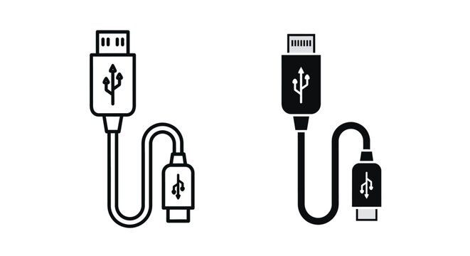 Two usb cables with different connectors on a for connecting devices