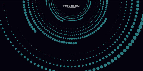 3D blue techno background. Big data visualization on dark space with dotted lines shape effect decoration. Modern graphic design element dots circle style concept for flyer, card, or brochure cover