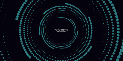 3D blue techno background. Big data visualization on dark space with dotted lines shape effect decoration. Modern graphic design element dots circle style concept for flyer, card, or brochure cover