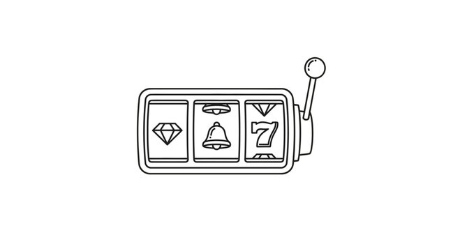 Slot Machine Icon: Diamond, Bell, and Lucky Seven Symbols, Gambling Concept