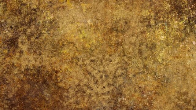Golden grunge texture animation, abstract rusted metal details, industrial background, vintage weathered surface