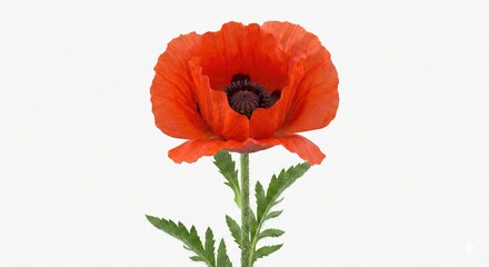Fototapeta premium A vibrant red poppy flower isolated on its stem