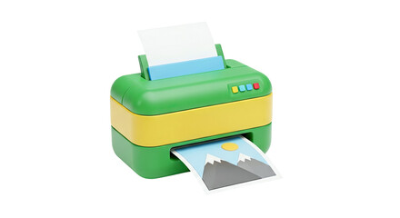 Cartoon Printer Printing a Landscape Image
