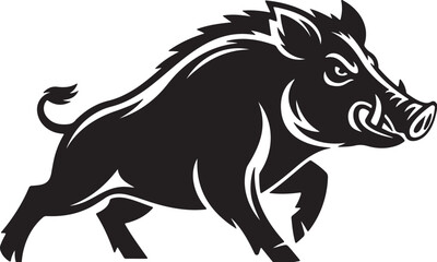 Wild Boar Silhouette Mascot Aggressive Running Animal Logo Vector © SHANTO