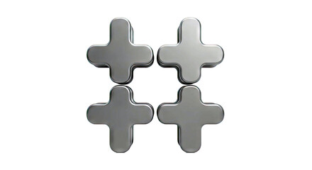 Four black plus shapes arranged in a 2x2 grid