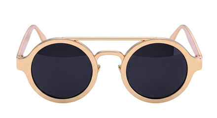Gold Round Sunglasses with Black Lenses