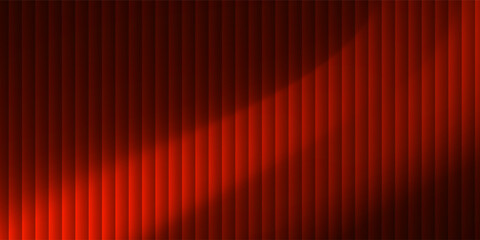 Abstract Red Orange Vertical Stripes Pattern With Ribbed Fractal Glass Effect On Black Background. Vector Illustration