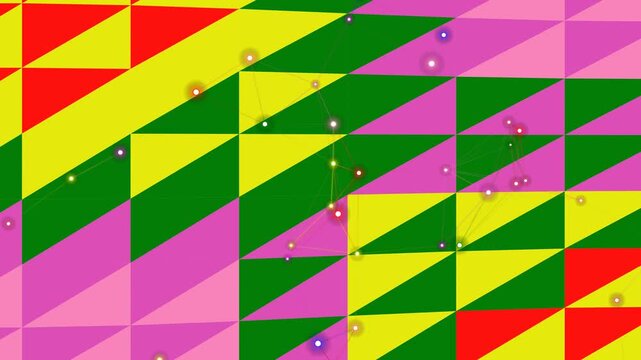 Vibrant geometric shapes pattern with colorful triangles and squares design