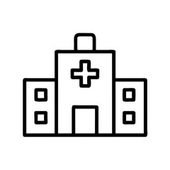 Obraz premium Hospital Building Icon - Healthcare Medical Center and Clinic Facility Outline Vector