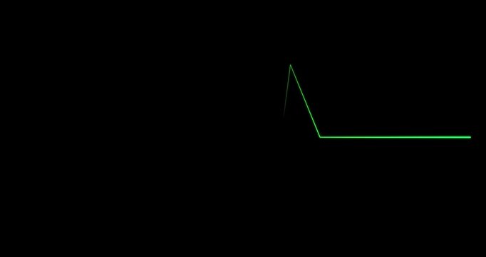 Abstract waveform graph with glowing green dot on black background representing data analysis financial growth high quality commercial use isolated