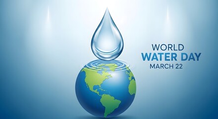 Obraz premium World water day poster with globe and water droplet
