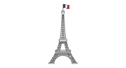 Eiffel Tower with French Flag Illustration