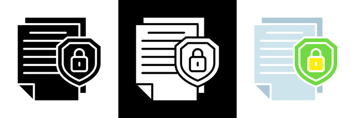Obraz premium Document Security Icon Set Glyph vector Illustration 