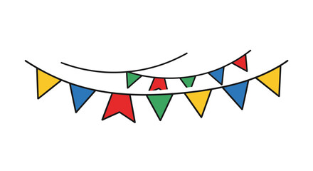 Fototapeta premium Colorful Bunting Flags Garland Festive Decoration Celebration Party Event