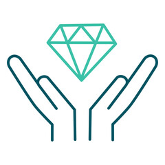 Outlined hands holding diamond