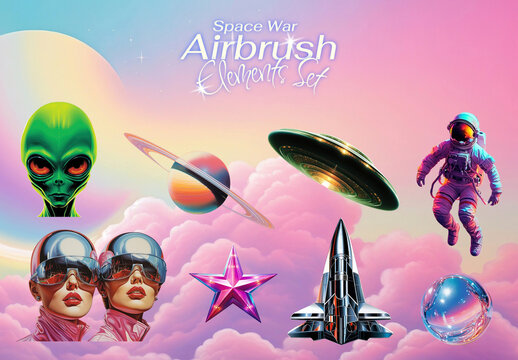Vibrant Cosmic Airbrushes Element Design Collection