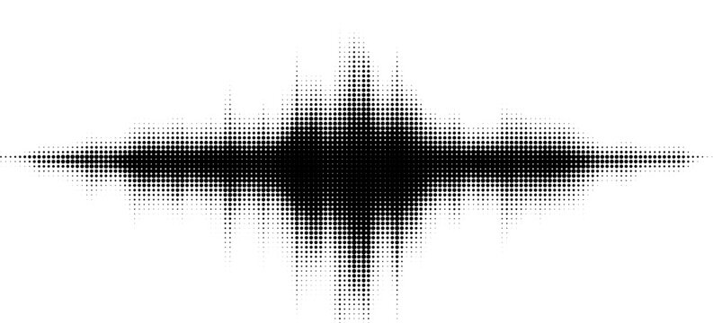 Vector retro grunge sound wave pattern. Audio equalizer halftone design with pulse effect