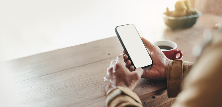mobile phone blank white screen mockup.texting using cell phone.background empty space for advertise.work people contact marketing business,technology