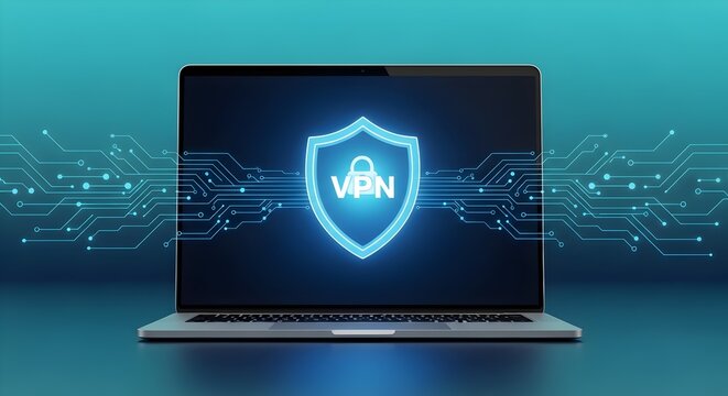 VPN Service for Private Browsing and Secure Encrypted Internet Connection Concept
