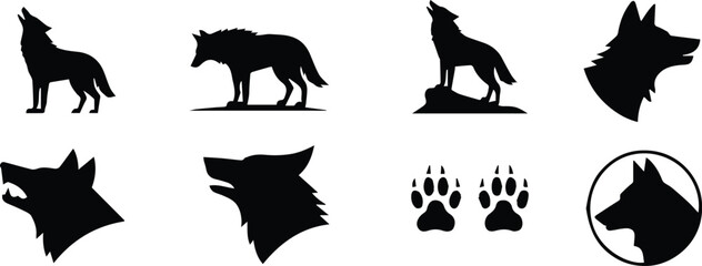 wolf logo pack black vector wolves head paw howling © AIcon Star