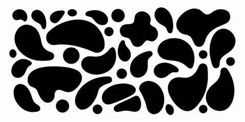 Fototapeta premium Abstract black shapes on a white background resembling organic forms