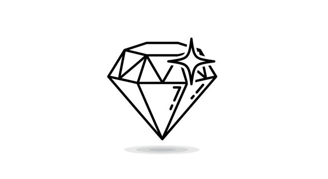Diamond Icon, Gemstone Outline, Sparkling Jewel, Luxury Symbol, Minimalist Design