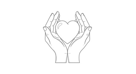 Obraz premium Caring Hands Holding a Heart Symbol - Love, Health, and Support Concept