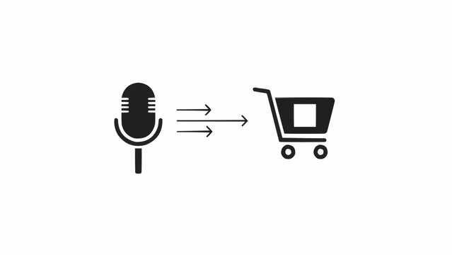 Microphone and shopping cart icon.