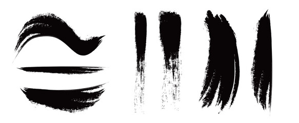 Japanese Ink Brush Stroke Set &ndash; Black Sumi Calligraphy Vector Collection
