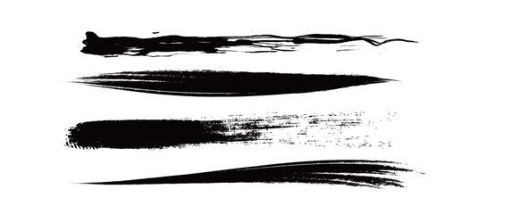 Japanese Ink Brush Stroke Set &ndash; Black Sumi Calligraphy Vector Collection