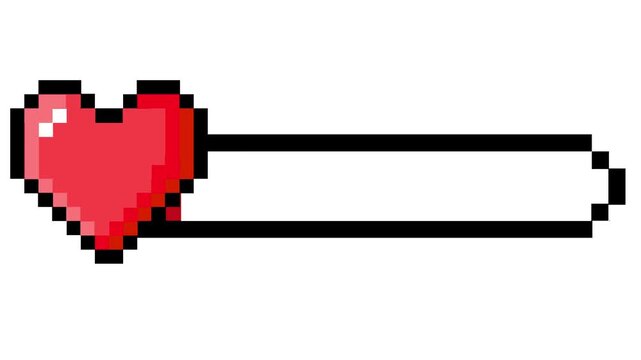 Classic pixel art red heart and colorful health bar icon, symbolizing player life or vitality in a retro video game design or user interface