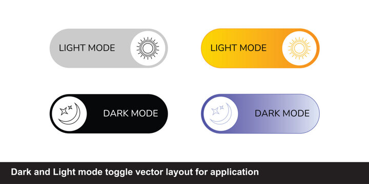 Dark and Light mode toggle vector layout for application