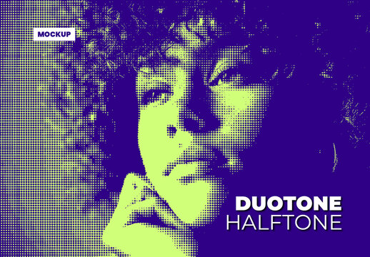 Duotone Halftone Print Effect Mockup