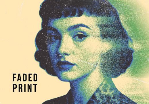 Faded Duotone Grain Photo Effect Mockup