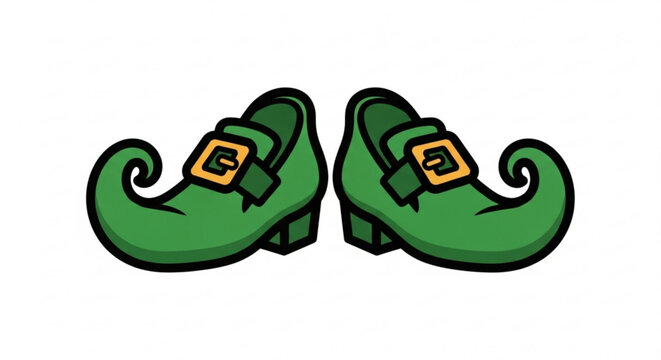 Green elf shoes with gold buckles for st patrick's day celebration