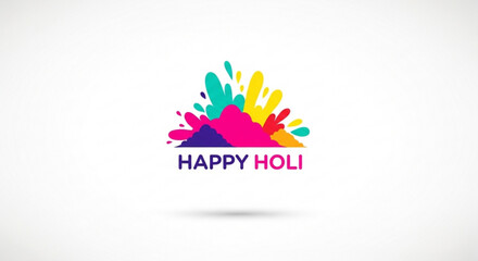 Fototapeta premium Vibrant holi celebration background with colorful paint splashes and happy holi text