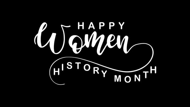Women's history month text animation. Suitable for social media posts, presentations, websites, and promotional materials celebrating women.
