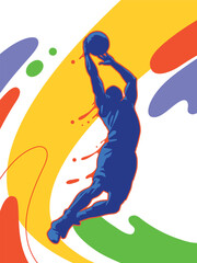 basketball player slam dunk color © akhid