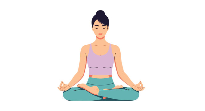Woman Meditating in Lotus Position, Eyes Closed