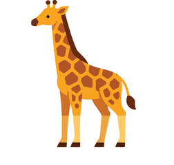 Fototapeta premium Giraffe Full Body Animal Flat Vector Illustration featuring African Savanna Wildlife for Safari Adventure and Nature Conservation Design